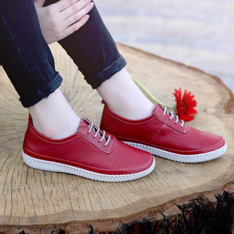 Dam loafers 688 röd lifestyle