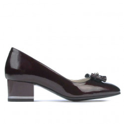 Eleganta damskor 1270 lackat satin vinröd