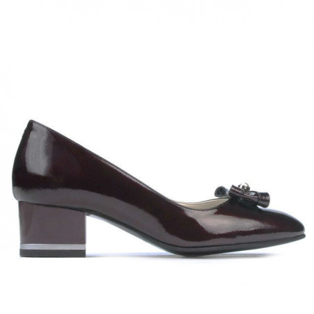 Eleganta damskor 1270 lackat satin vinröd