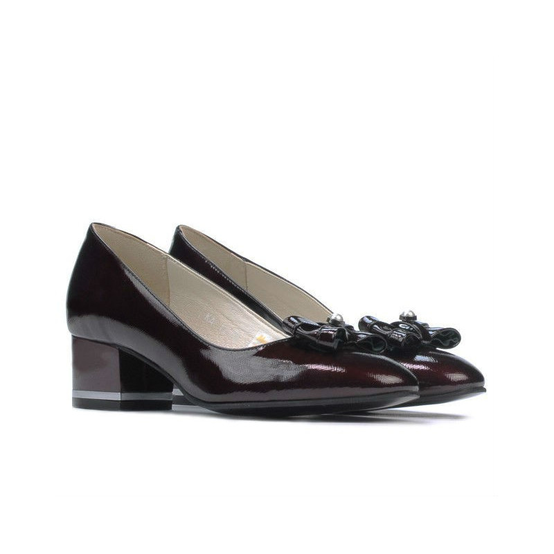 Eleganta damskor 1270 lackat satin vinröd
