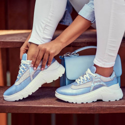 Damsneakers 6015 blå pärlemorkombination