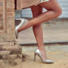 Eleganta damskor 1276 cappuccino pärlemor