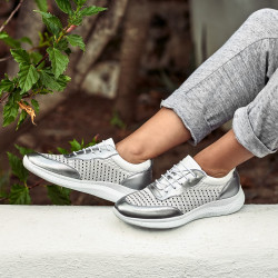 Dam sportskor 6024 silver+vit