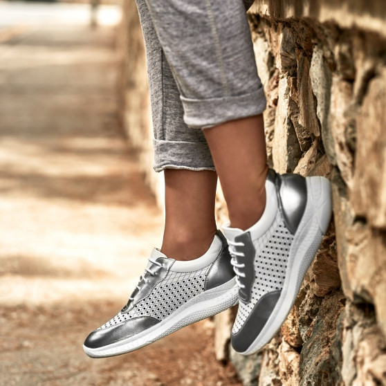 Dam sportskor 6024 silver+vit