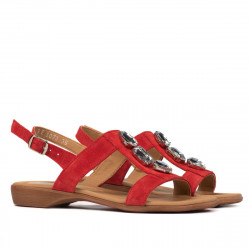 Damsandaler 5073 röd mocka
