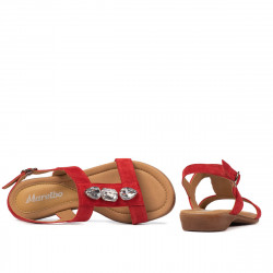 Damsandaler 5073 röd mocka