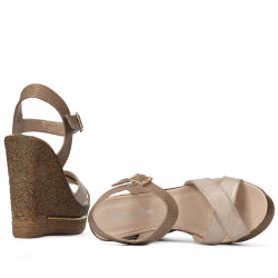 Damsandaler 5078 beige+guld