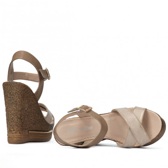 Damsandaler 5078 beige+guld