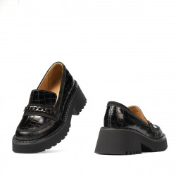 Dam casualskor 6041 svart croco kombinerad