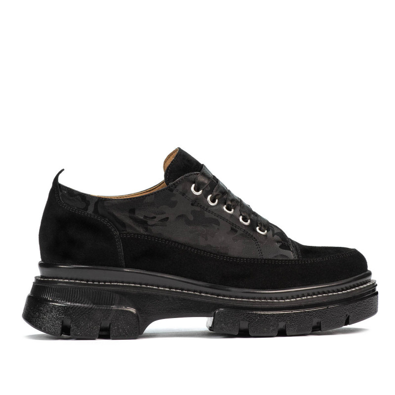 Casual dam skor 6043 svart mocka kombinerad