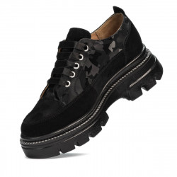 Casual dam skor 6043 svart mocka kombinerad