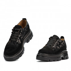 Casual dam skor 6043 svart mocka kombinerad