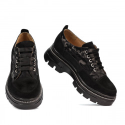 Casual dam skor 6043 svart mocka kombinerad