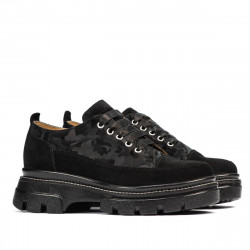 Casual dam skor 6043 svart mocka kombinerad