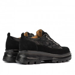 Casual dam skor 6043 svart mocka kombinerad