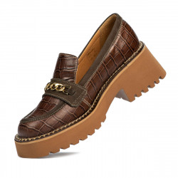 Damskor casual 6041 krokodilbrun kombinerad