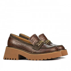 Damskor casual 6041 krokodilbrun kombinerad
