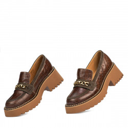 Damskor casual 6041 krokodilbrun kombinerad