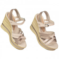 Damsandaler 5086 pärlemor beige kombinerad