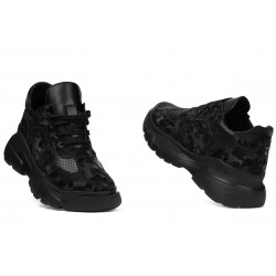 Dam sneakers 6053 svart kamouflage kombinerat