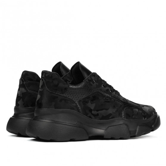 Dam sneakers 6053 svart kamouflage kombinerat