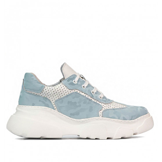 Dam sneakers 6053 blå kamouflage kombinerad