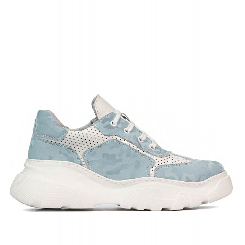 Dam sneakers 6053 blå kamouflage kombinerad