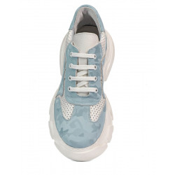 Dam sneakers 6053 blå kamouflage kombinerad