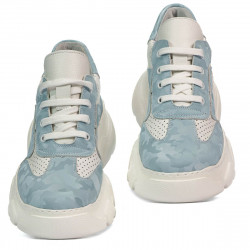 Dam sneakers 6053 blå kamouflage kombinerad