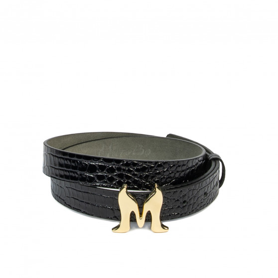 Svart lackad damläderrem 41m croco