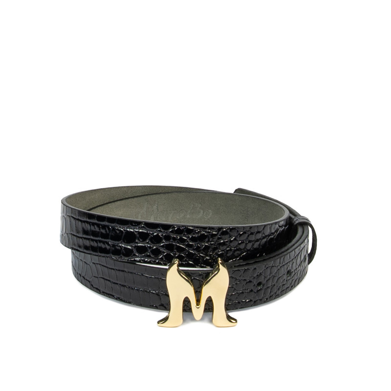 Svart lackad damläderrem 41m croco