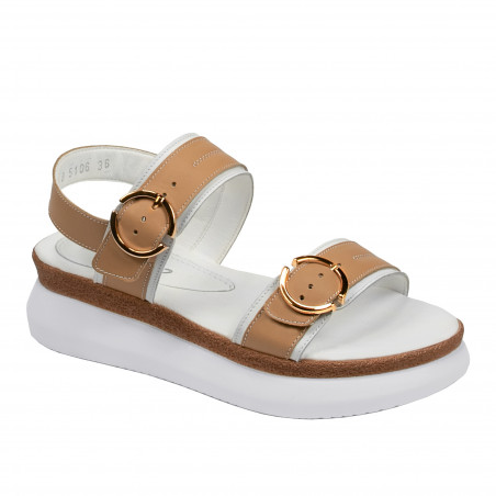 Damsandal 5106 vit+brun