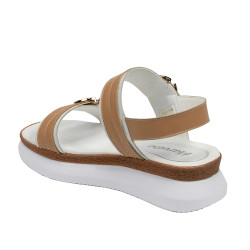 Damsandal 5106 vit+brun