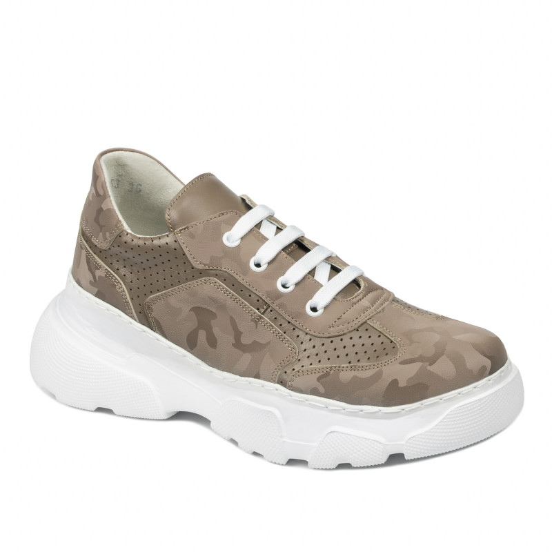 Dam sneakers 6053 cappuccino kombinerad kamouflage