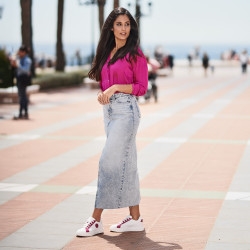Dam sportskor 6073 vit+fuchsia lifestyle
