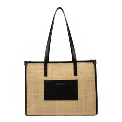 Damstrandväska 031g kombinerad raffia