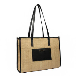 Damstrandväska 031g kombinerad raffia