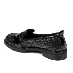Svarta pärlskimrande kombinerade damskor 6037 casual/elegant