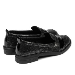 Svarta pärlskimrande kombinerade damskor 6037 casual/elegant