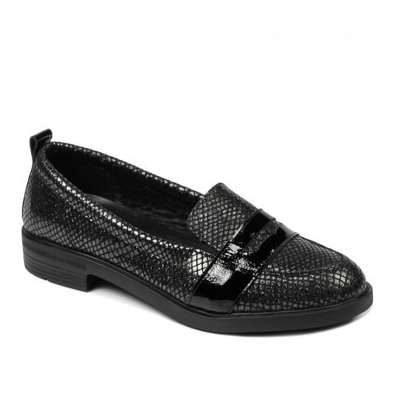 Svarta pärlskimrande kombinerade damskor 6037 casual/elegant