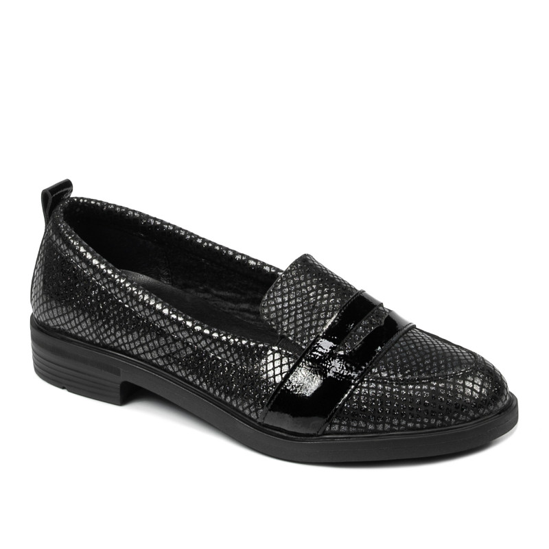 Svarta pärlskimrande kombinerade damskor 6037 casual/elegant