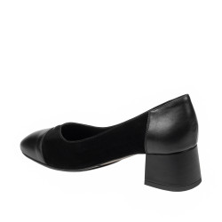 Eleganta damskor 1332 svart kombinerad mocka