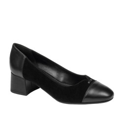 Eleganta damskor 1332 svart kombinerad mocka