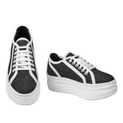 Damsneakers 6089 svart jeans kombinerad