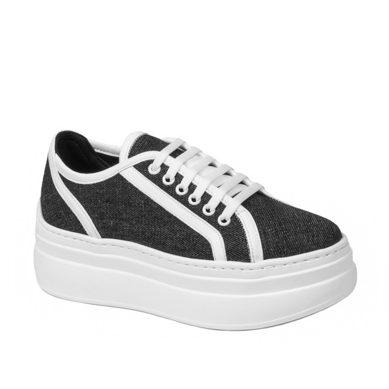 Damsneakers 6089 svart jeans kombinerad