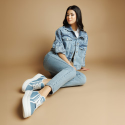 Damsportskor 6089 blå jeans kombination lifestyle