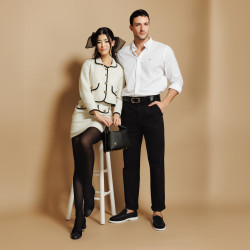 Eleganta damskor 1332 svart kombinerad mocka lifestyle