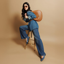 Dam ballerinas 1309 blå jeans lifestyle