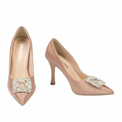 Eleganta damskor 1339 satin nude
