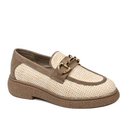 Dam casualskor 6092 beige raffia kombinerat